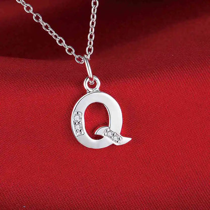 26 Letters 925 Sterling Silver Necklace Pendant Zircon For Women Exquisite Student Girlfriend Jewelry Accessories Wedding Gif