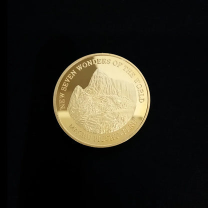 Seven Wonders of The World Coin Collection Gold-plated Commemorative Badge Travel Collection Coin - D