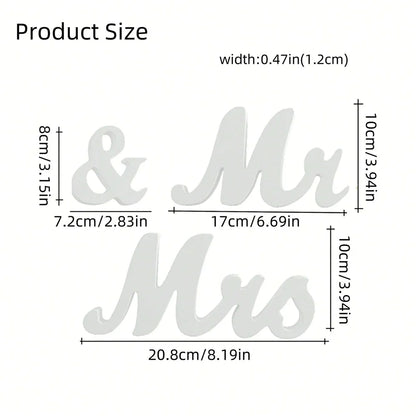 3pcs/set Wooden Mr & Mrs Sign Decoration For Wedding Party, Ceremony Check-In Desk, Dining Table, Suitable For Home, Hotel De