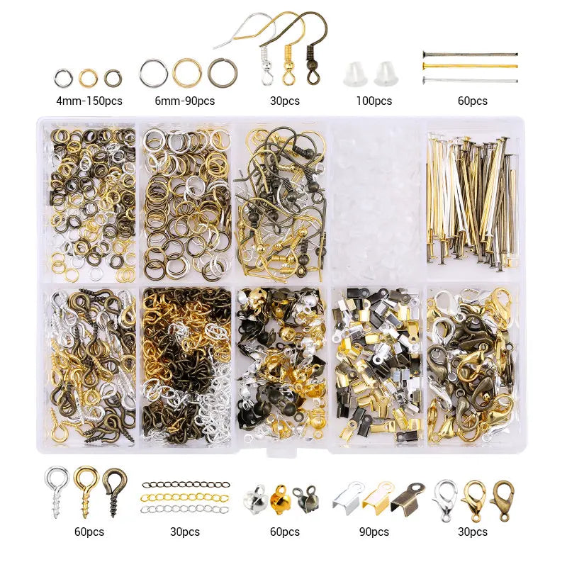 Jewelry Making Supplies Kit with Jewelry Tools Open Jump Rings Lobster Clasps Crimp Beads Earring Hooks Accessories for Jewel