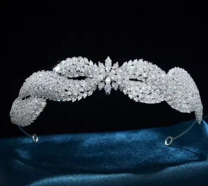 Bridal Hair Jewelry Cubic Zirconia Zircon Tiaras and Crowns Diadem For Brides Women Prom Pageant Headband Wedding Accessories