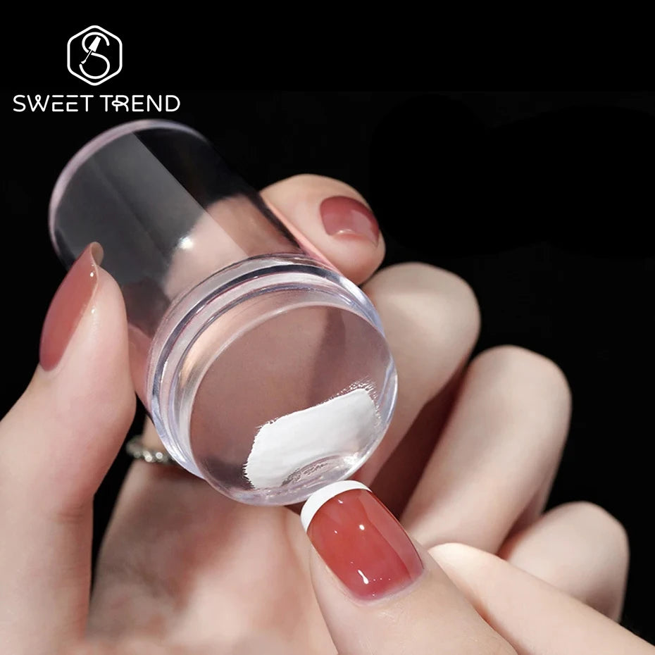 1pc Transparent Silicone Nail Art Stamping Kit French Design For Manicure Plate Stamp Polish Seal Two Side Stamper Scraper To