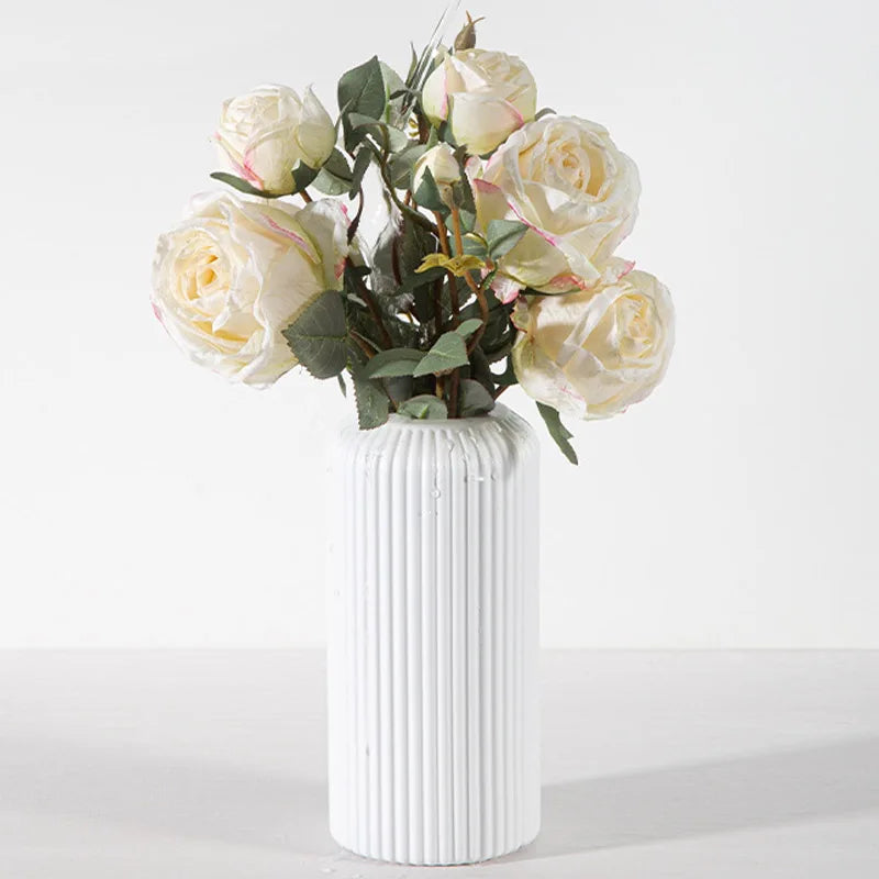 Nordic Plastic Small Vase for Tabletop Home Flower Living Room Decor Decoration Table Ornaments Circle Flower Arrangement Vas