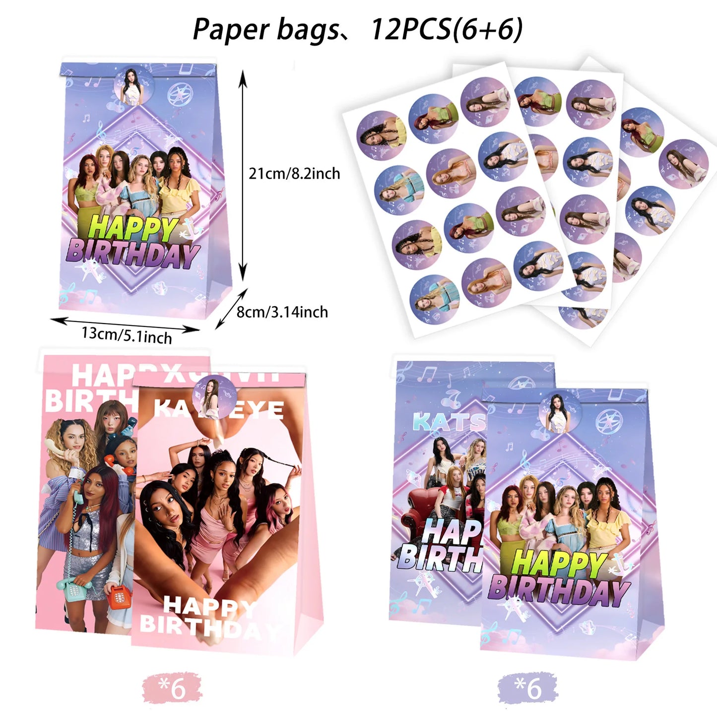 K-Katseye Birthday Decoration Kpop Girl Group Napkin Balloon Cup Plate Tablecloth Banner For Girls Festival Party Fans Gift -