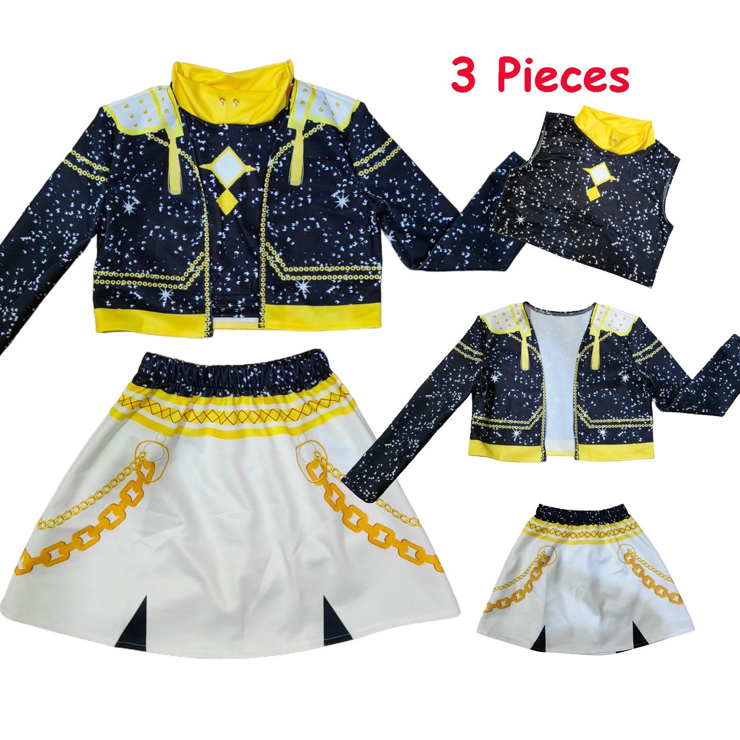 Kids Anime Cosplay Girl Costume Group Idol Singer Performance Show Black Golden Costume Child Halloween Party Clolthes Outfit