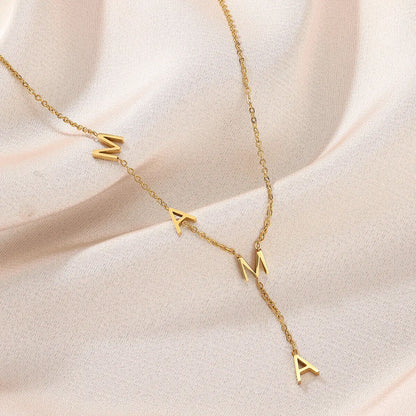 Custom Lariat Name Necklace Personalization Letter Necklaces For Women Unique Y Choker Initial Chokers Stainless Steel Jewelr