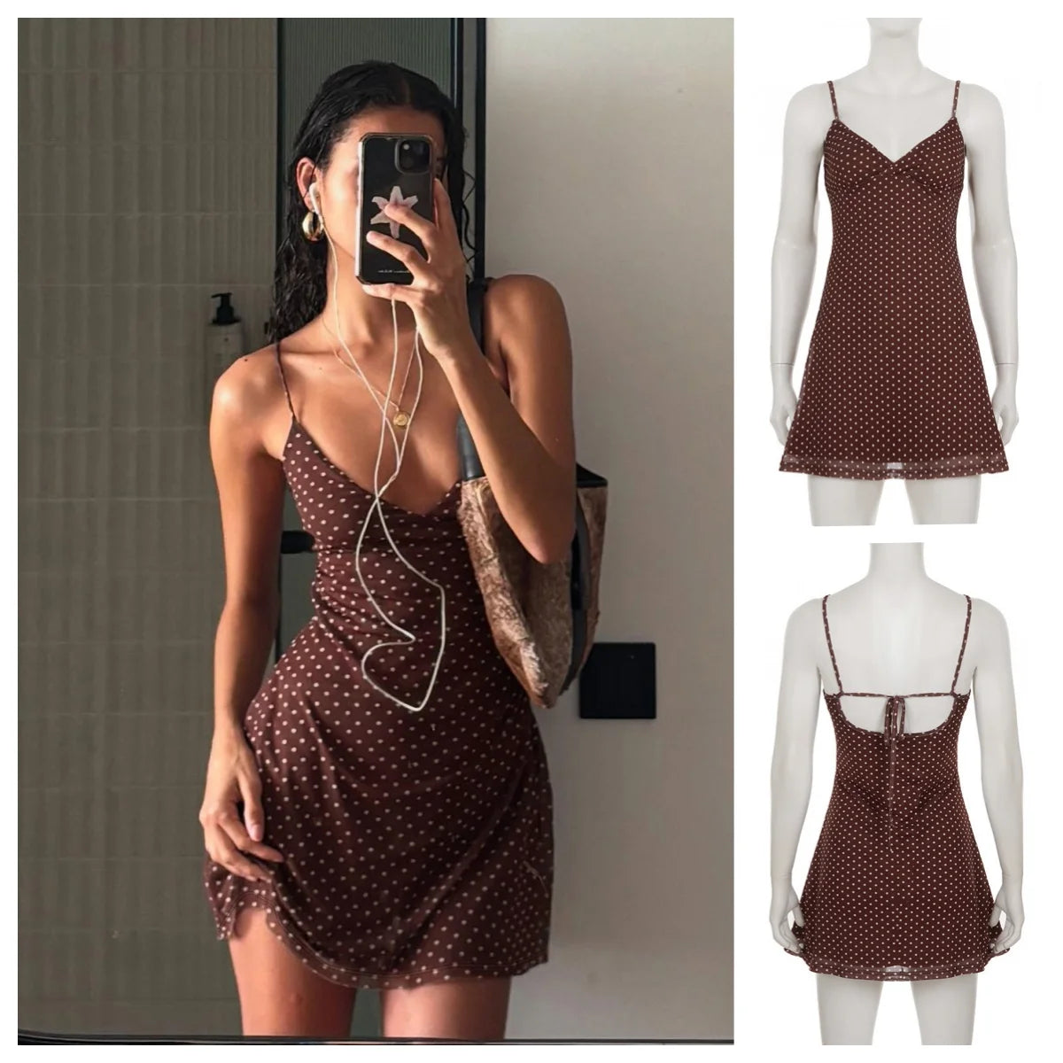 Y2k Vintage Slim Summer Women Sweet Ladylike Fashion Street Woman Dot Print Casual Simple Basic Sleeveless Dresses Female Chi