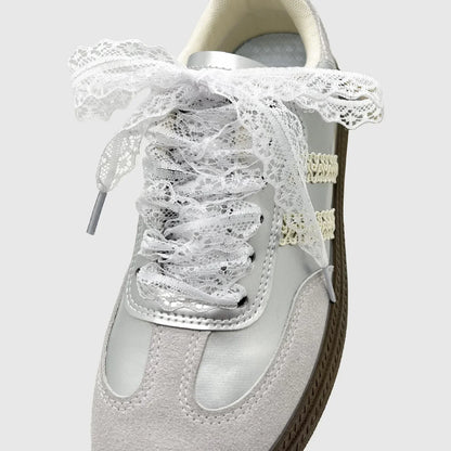 Lace Shoelaces for Women Casual Shoes 2.9CM Width Flat Shoelace for Sneakers Black White Shoe Laces Accessorices
