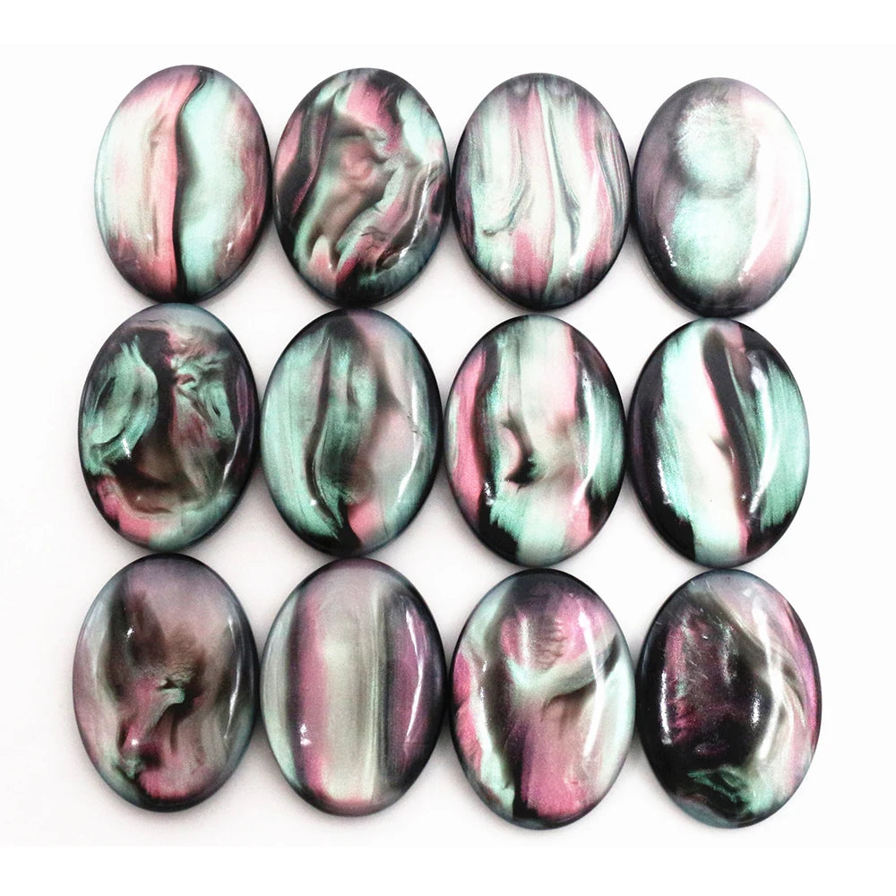 New Fashion 30x40mm 18X25mm 13x18mm Oval Black Shell Color Flat Back Resin Cabochons Cameo