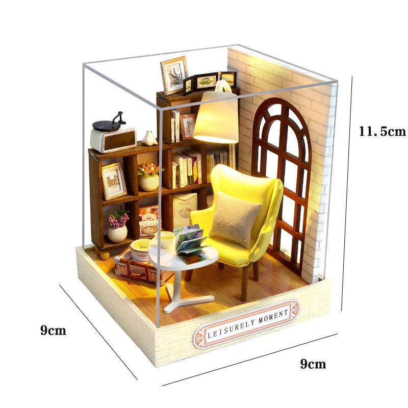 Mini Doll House DIY Small House Kit Handmade 3D Puzzle Assembly Model Building Room Bedroom Decoration Wooden Craft BirthdayG
