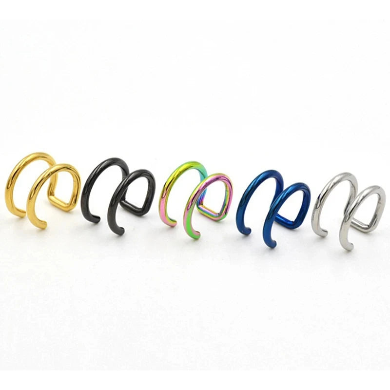 1pc Women Lips Rings Medical Titanium Steel Fake Nose Ring Septum Piercing Clip on Mouth Ring Fake Piercing Body Clip Hoop