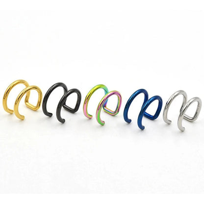 1pc Women Lips Rings Medical Titanium Steel Fake Nose Ring Septum Piercing Clip on Mouth Ring Fake Piercing Body Clip Hoop