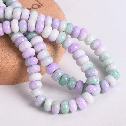50pcs Mixed Colors Rondelle Shape 8x5mm Opaque Glass Loose Spacer Beads Lot For Jewelry Making DIY Bracelet Findings - Violet