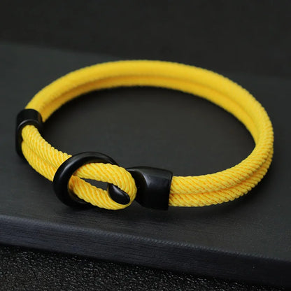 Fashion Rope Bracelet Men Double Layer Outdoor Camping Braclet Homme Accessories Survival Paracord Braslet Gift For Him - yel