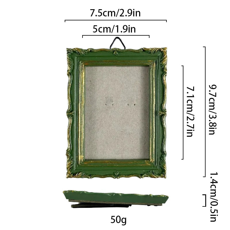 Vintage Mini Picture Frame Baroque Table Wall Hanging Decor Resin Relief Photo Frame European Art Jewelry Decoration Photo Pr