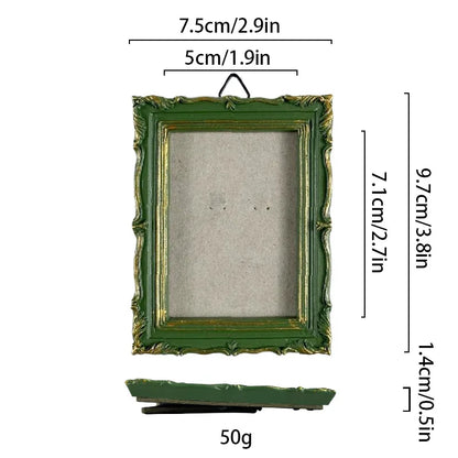 Vintage Mini Picture Frame Baroque Table Wall Hanging Decor Resin Relief Photo Frame European Art Jewelry Decoration Photo Pr