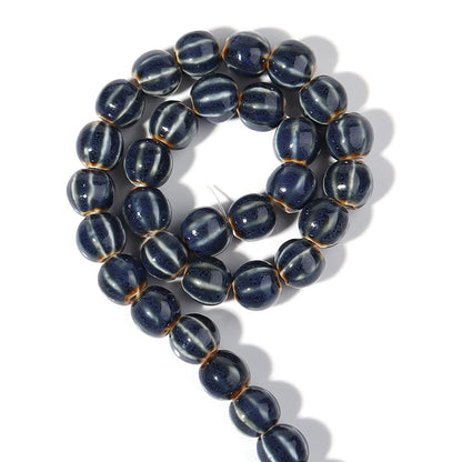 1 Strand Pumpkin Shape Stripe Ceramics Beads Colorful Floral Glaze Beads for Jewelry Making DIY Loose Spacer Beads Accessorie