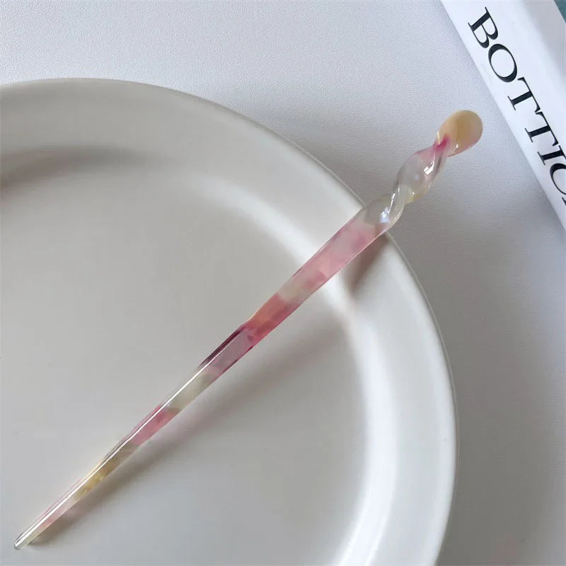 Vintage Chinese Style Hair Sticks for Women Girls Fashion Acetate Chopstick Shaped Hair Clips Pins Jewelry Hair Accessories -