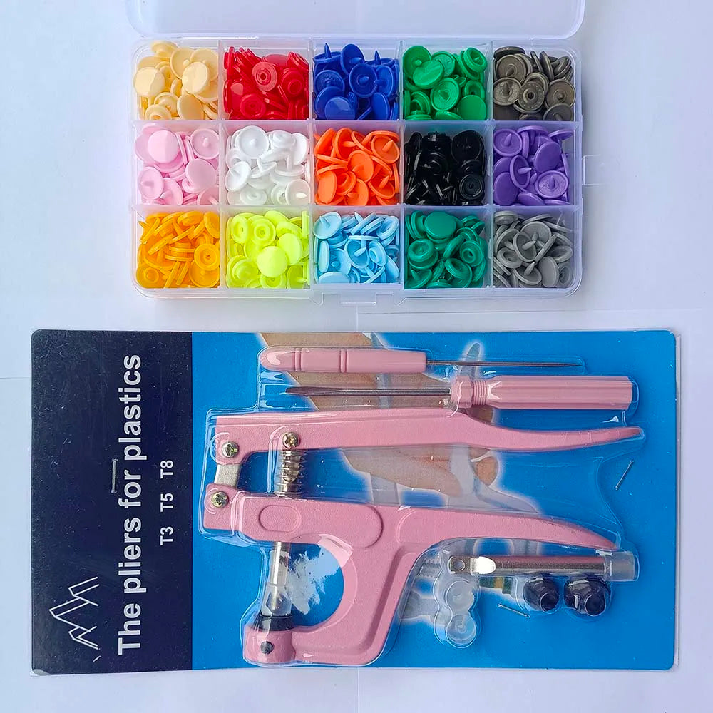 T5 Resin Snap Buttons Set Snaps U Shape Fastener Snap Pliers Buttons Kit Snaps Cloth Buttons DIY Sewing Machine Crafting Tool