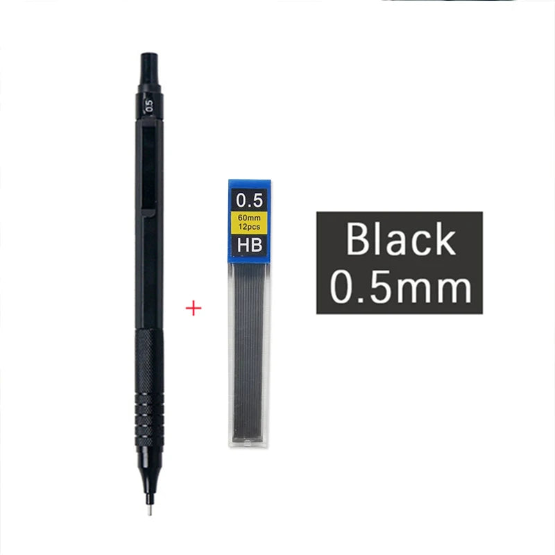 High Quality Metal Mechanical Pencils Set with Lead Refills Drafting Automatic Pencil 0.3, 0.5, 0.7, 2.0mm Pencil for Art Sup