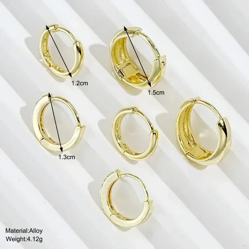 3 Pairs Stainless Steel Crystal Zirconia Hoop Earrings for Women Trendy Simple Gold Plated Circle Punk Earrings Piercing Jewe