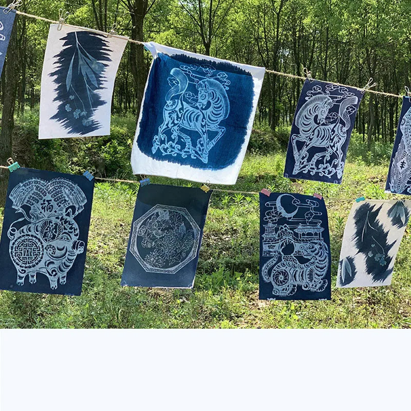 Cyanotype Set 1:1 AB Potassium Ferricyanide Set Cyanotype Printing DIY For Fabric Textile Wood Reproducing Photographs Docume