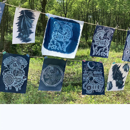 Cyanotype Set 1:1 AB Potassium Ferricyanide Set Cyanotype Printing DIY For Fabric Textile Wood Reproducing Photographs Docume