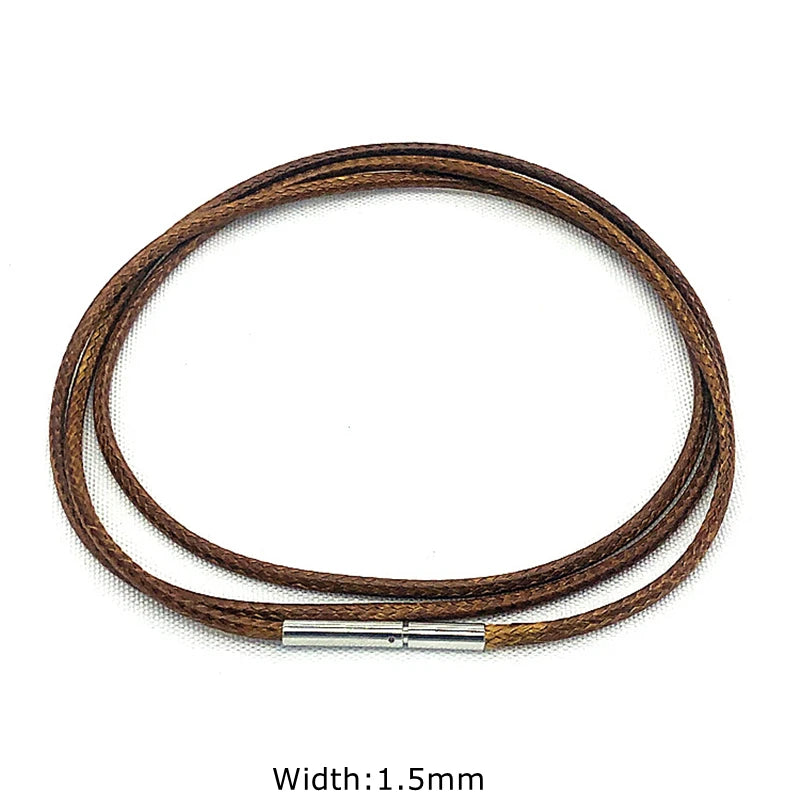 Black Genuine Leather Rope Necklace With Clasp Cord Chain Line String For DIY Pendant Jewelry Making Accessories Supplies Men