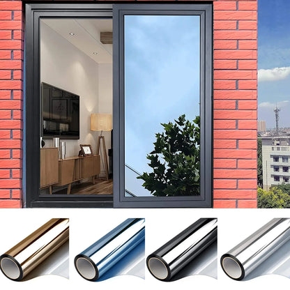 Multi-size One Way Mirror Window Film Privacy Sun Blocking Glass Sticker Heat Control Reflective Film Self Adhesive Window Ti