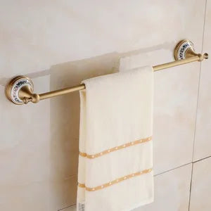 Antique Brushed Solid Brass Bathroom Accessories Sets European Porcelain Bathroom Hardware Sets Ceramic Retro Bathroom Produc