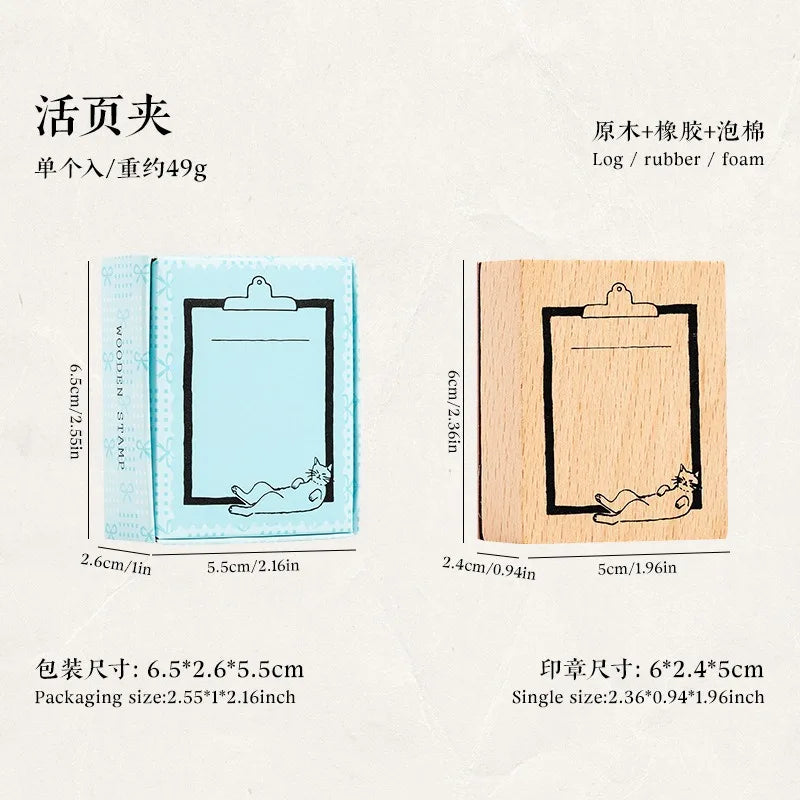 Cute Cat Daily Monthly Calendar Wood Stamp Journaling To Do List Memo Clock in Stamps for Scrapbooking Hobby DIY Craft Suppli