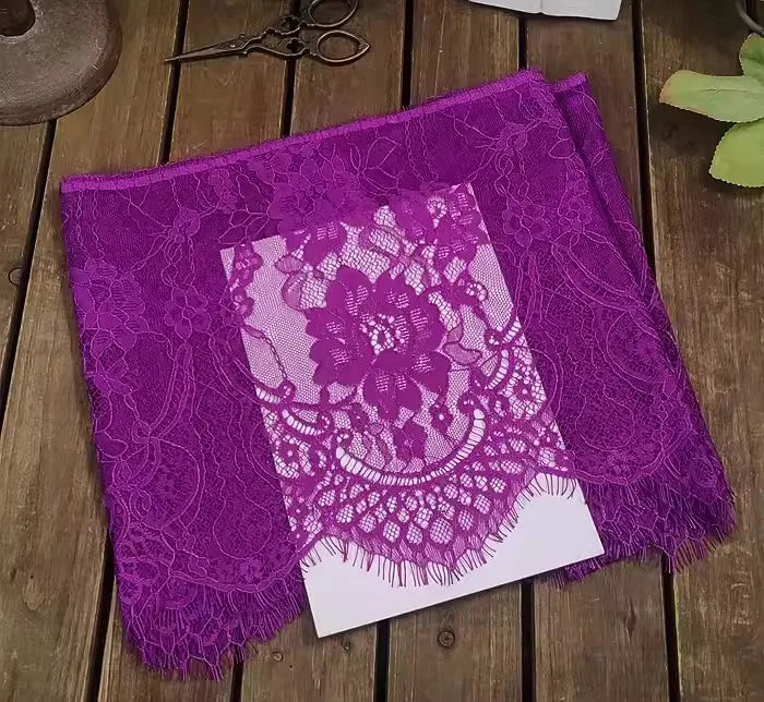 26cm Wide Eyelashes Lace Trim DIY Handmade Decoration Clothing Wedding Dress Lace Skirt Sleeve Accessories Fabric - purple