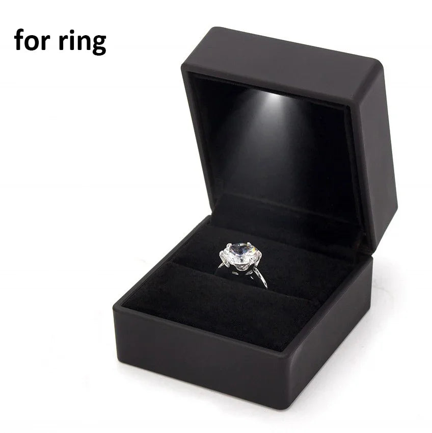 Jewelry Box with Light for Display Gift Earring Necklace Engagement Rings Case Packaging Showcase LED Boxes Cases Packaging B