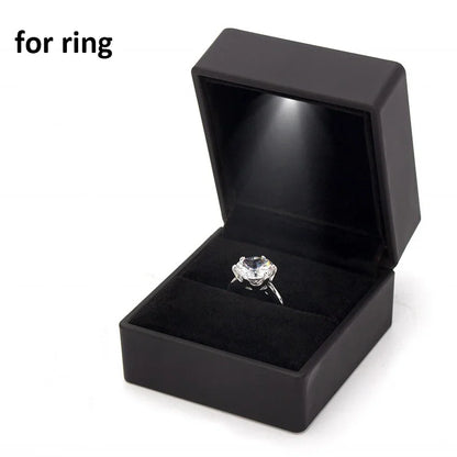 Jewelry Box with Light for Display Gift Earring Necklace Engagement Rings Case Packaging Showcase LED Boxes Cases Packaging B