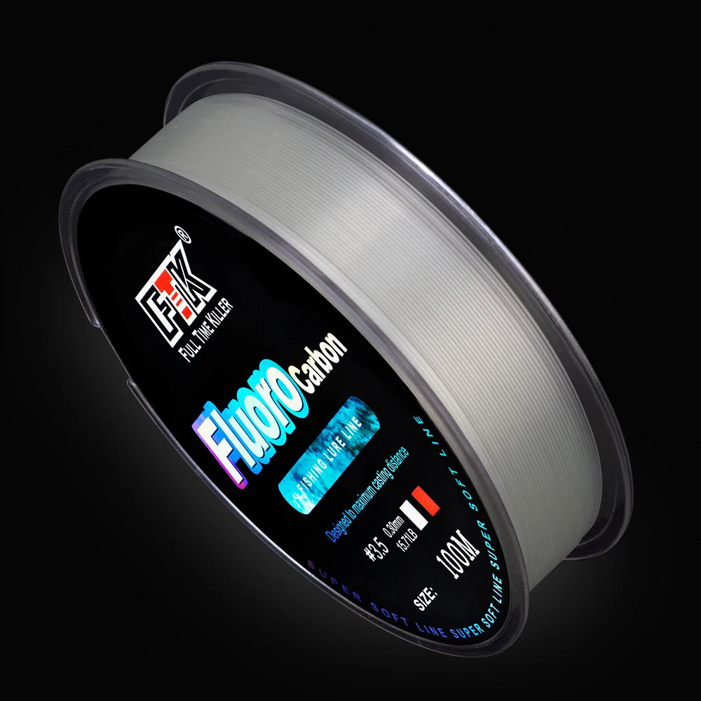 FTK 100M Fluorocarbon Coating Fishing Line 0.14mm-0.5mm 4.13LB-34.32LB Carbon Fiber Monofilament Line Carp Fishing Sinking Li