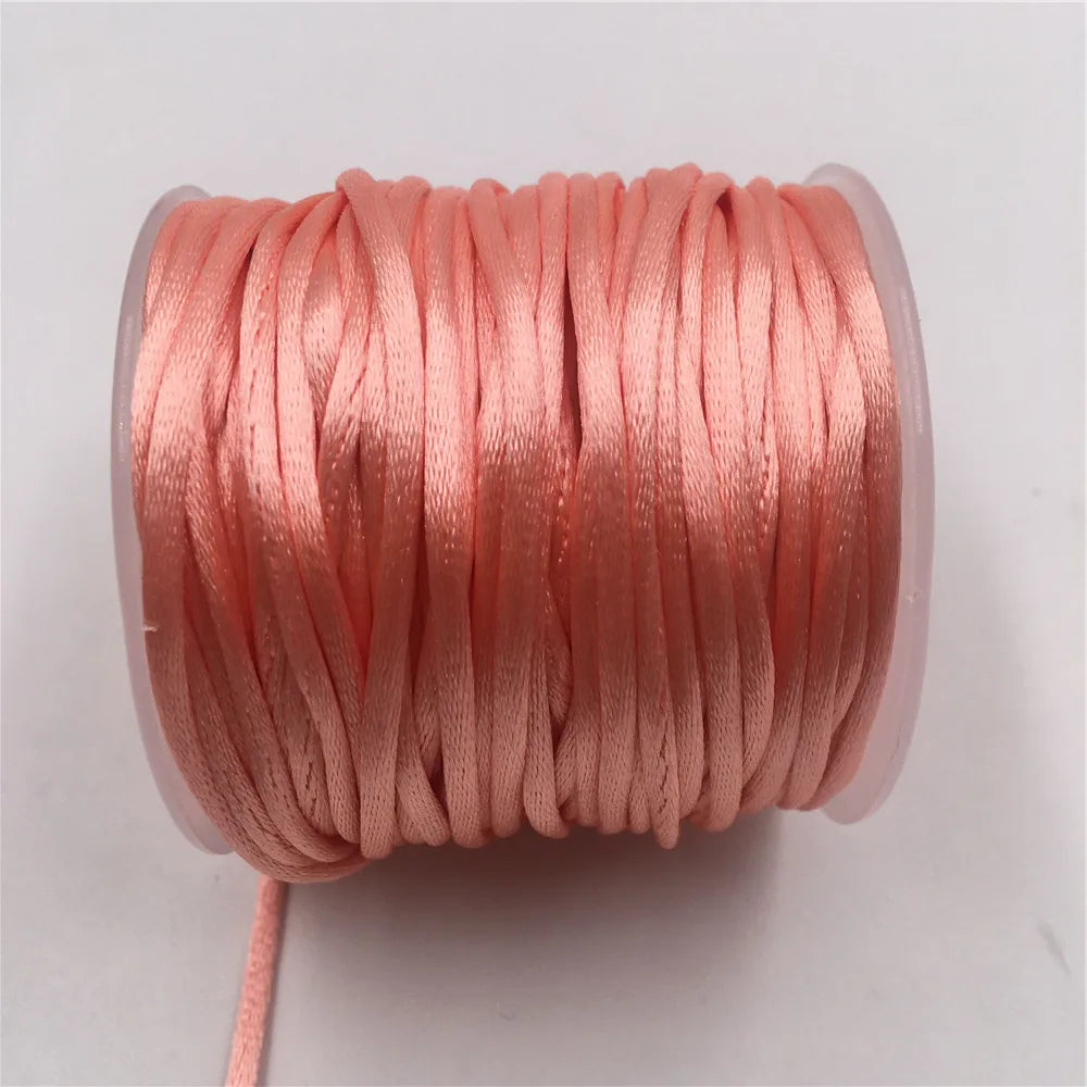 2mm Colorful Rattail Satin Cord Thread Chinese Knot Macrame Bracelet Braided String DIY Tassels Beading Thread 10-225meters