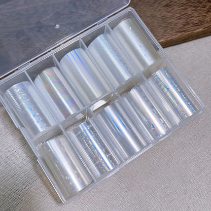 10 Rolls 4x50CM Black White Lace Transfer Nail Sticker Sexy Flower Lace Nail Art Transfer Foils Paper for DIY Manicure Decals