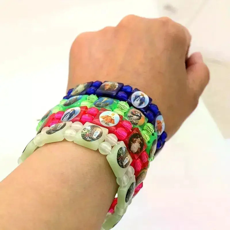 Vintage Jesus And Virgin Mary PVC Rosary Bead Bracelet With Elastic Band Religious Image Stickers For Daily Wear Parties