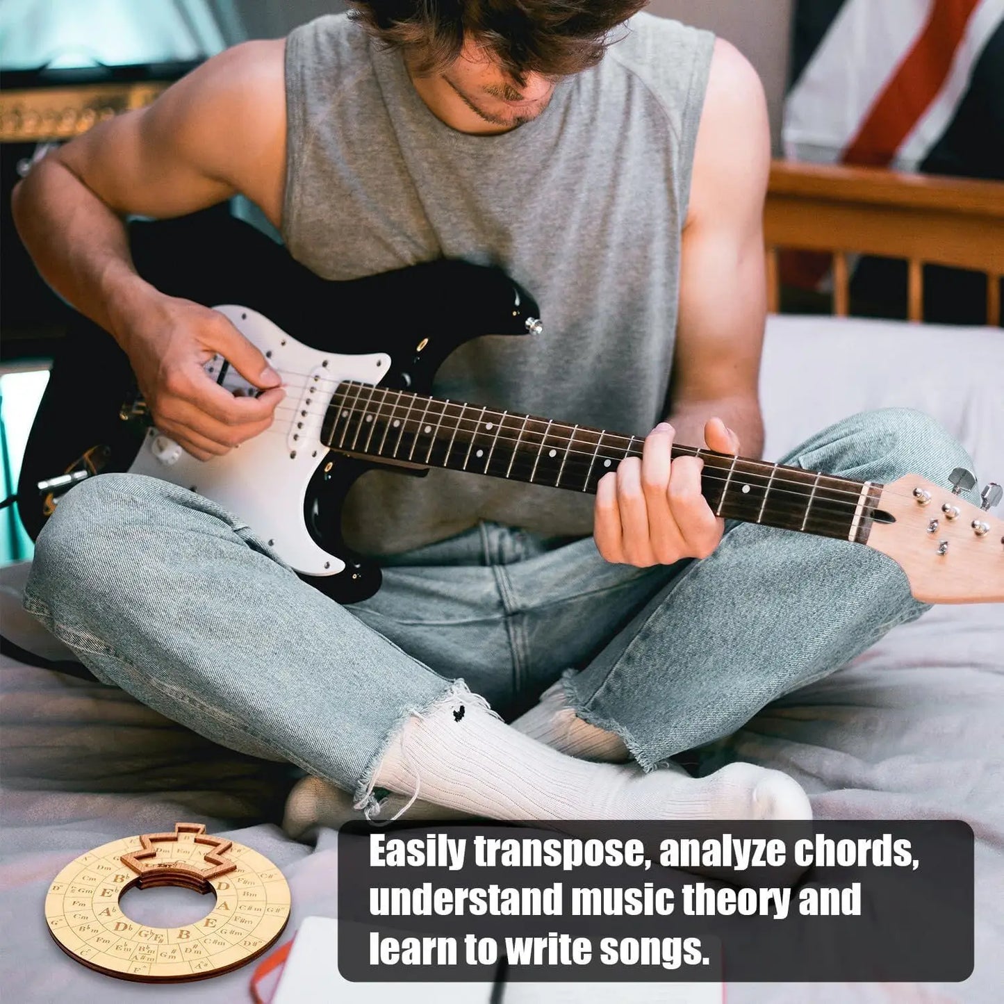 Wooden Melody Tool Round Circle of Fifths Wheel Melody Chord Tool Music Transpose Accessories For Musicians Beginners Songwri