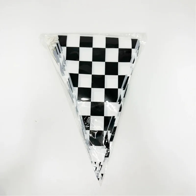 10m Longer Race Car Birthday Banner Decoration Black and White Checkered Flag Theme Party Supplies Birthday Decoration