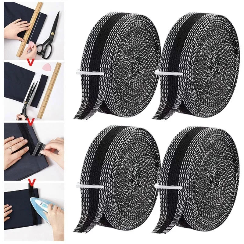 1/2/3/5M Pants Edge Shorten Self-Adhesive Pant Mouth Paste Iron-on Hem Tape Pants Fabric Fusing Hemming Tape Ironing Sewing T