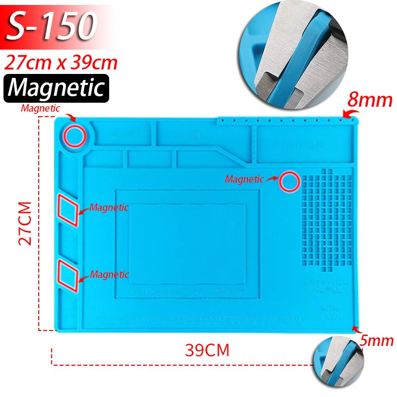 Soldering Station Mat Silicone Work Mat Heat Resistant 932°F Anti-Static - S150
