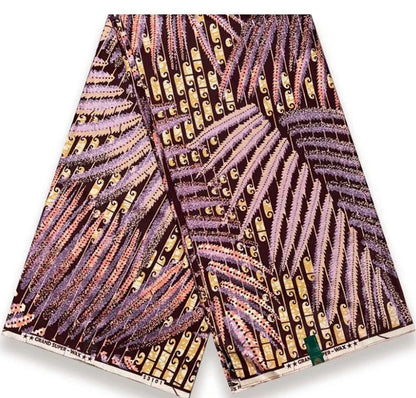 New Purple 6 Yards Super Grand Gold Wax Shinning Print Africa Real Wax Fabric Nigerian Loincloth Batik Cotton Material For Se