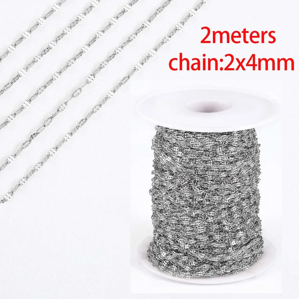 No Fade 2Meters Stainless Steel Chains for Jewelry Making DIY Necklace Bracelet Accessories Gold Chain Lips Beads Beaded Chai