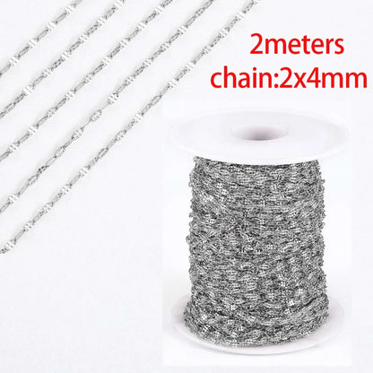 No Fade 2Meters Stainless Steel Chains for Jewelry Making DIY Necklace Bracelet Accessories Gold Chain Lips Beads Beaded Chai