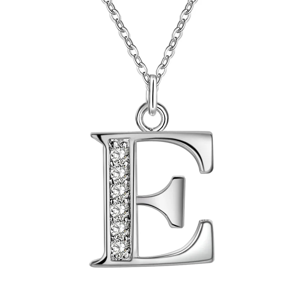 26 Letters 925 Sterling Silver Necklace Pendant Zircon For Women Exquisite Student Girlfriend Jewelry Accessories Wedding Gif