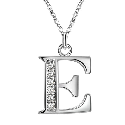 26 Letters 925 Sterling Silver Necklace Pendant Zircon For Women Exquisite Student Girlfriend Jewelry Accessories Wedding Gif