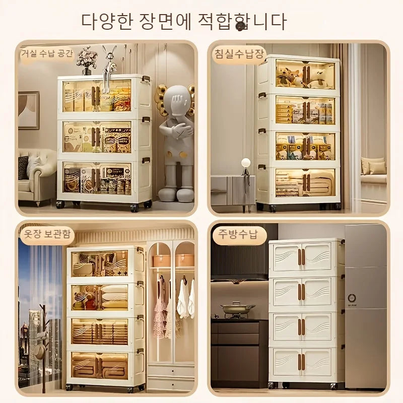 Foldable Storage Box with Clear Door - Spacious, Durable, and Easy-to-Assemble - Ideal for Organizing Clothes, Books, Toys, a