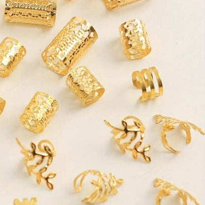 40/80PCS Elegant Hollow Out Hair Rings For Women Girls DIY Hair Accessories Loc Hair Jewelry for Braids