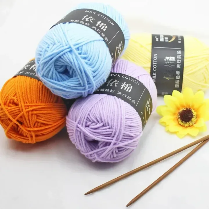 50g 4ply Milk Cotton Knitting Wool Yarn Needlework Dyed Lanas For Crochet Craft Sweater Hat Dolls Sewing Knitting Tools